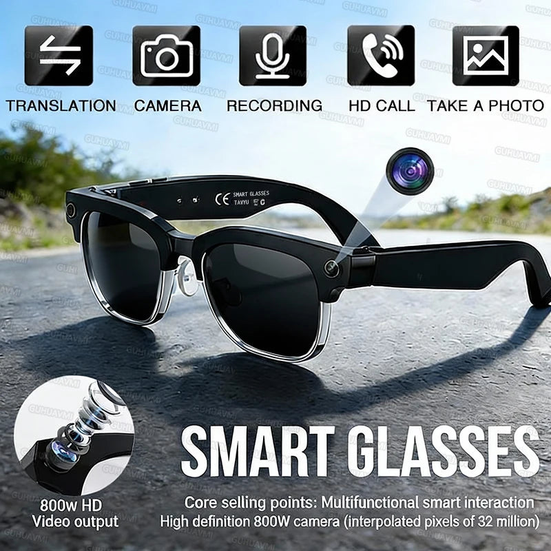2026 New 8MP Ultra-Wide HD Camera Smart Glasses Video Record 4GB AI Photo Recognition BT Call Translation Voice Smart Glasses