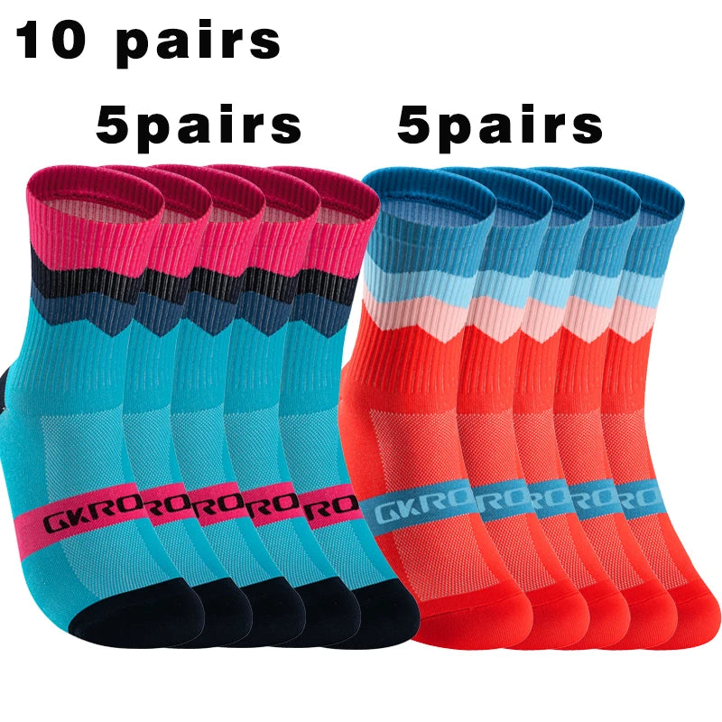 GKRQ 10 pairs  Professional Cycling Socks Breathable Road Bicycle Socks Men Women Outdoor Sports Racing e Compression Cycling Fo