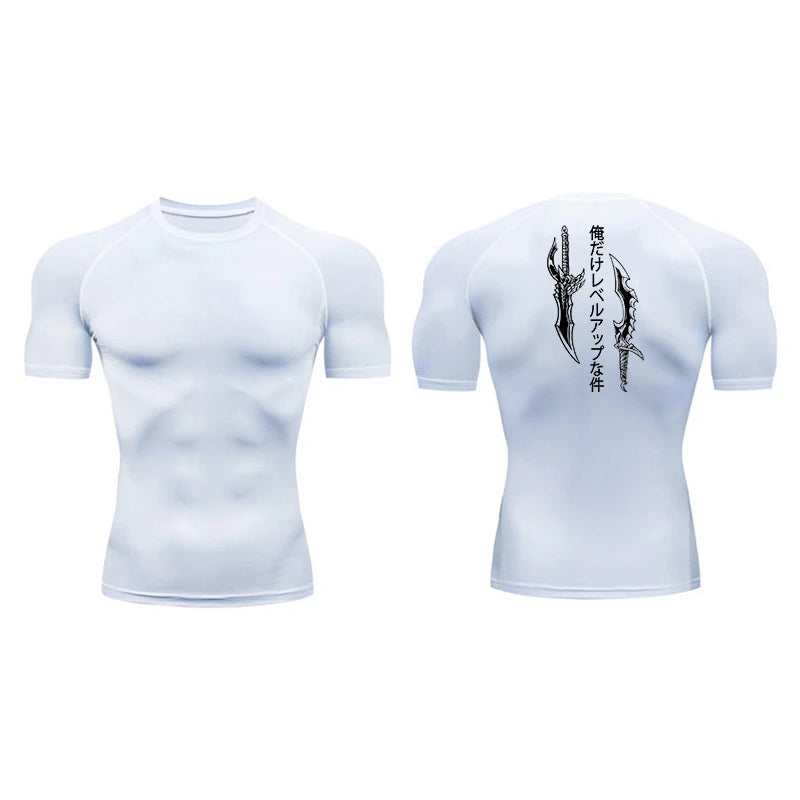 Dagger Print Compression Shirts for Men Athletic Quick Dry Tshirt Tops Rash Guard Gym Workout Running Baselayers Undershirts
