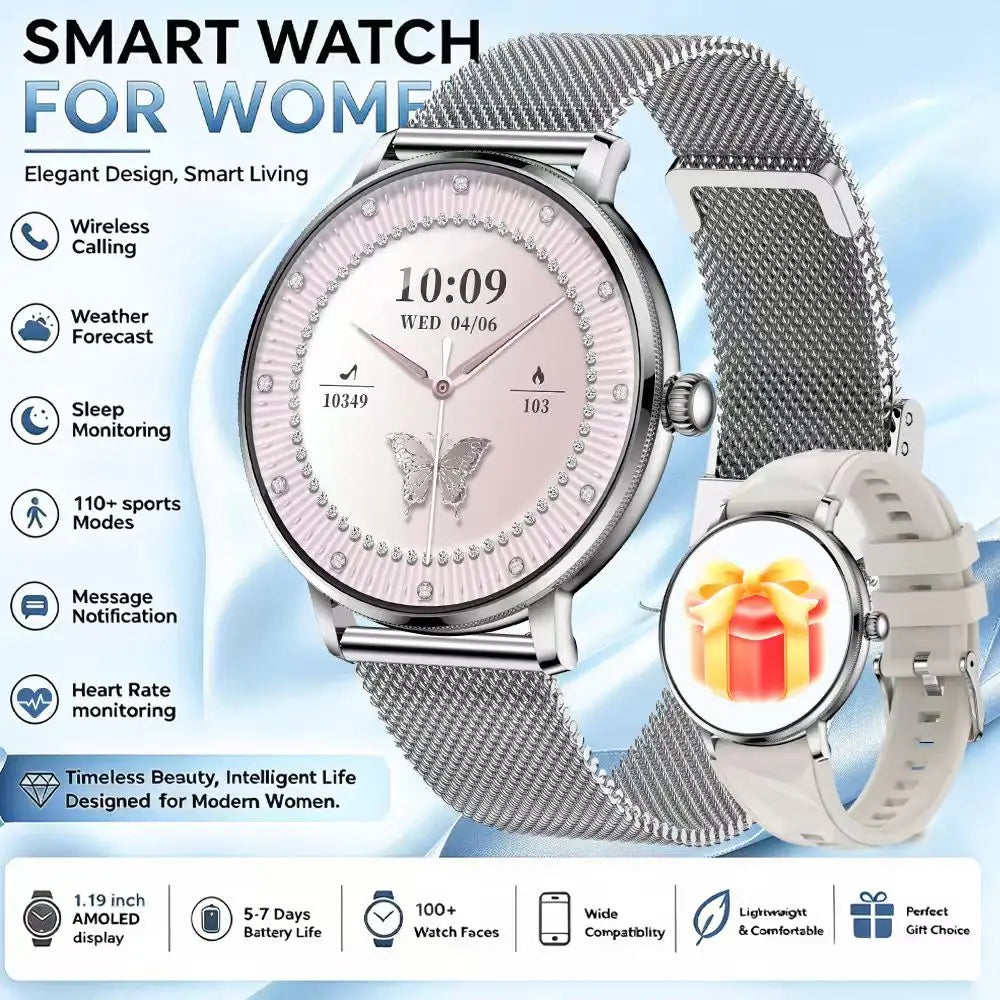 2026 Model of Military-Grade Stylish Smartwatch, 1.19-Inch AMOLED Screen, Heart Rate and Blood Oxygen Monitoring, Bluetooth Call