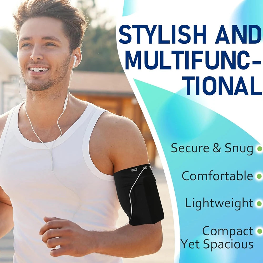Running Phone Holder Arm Bag, Phone Armband with Larger Storage Space, Sturdy Zipper for Running, Working Out, Hiking and Biking