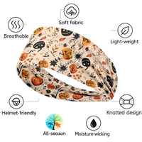 1pc Women's Wide Exercise Headband with Halloween Pumpkin Spider Black Cat Print Printing, Sports Headbands, Stretchy Knot Wraps