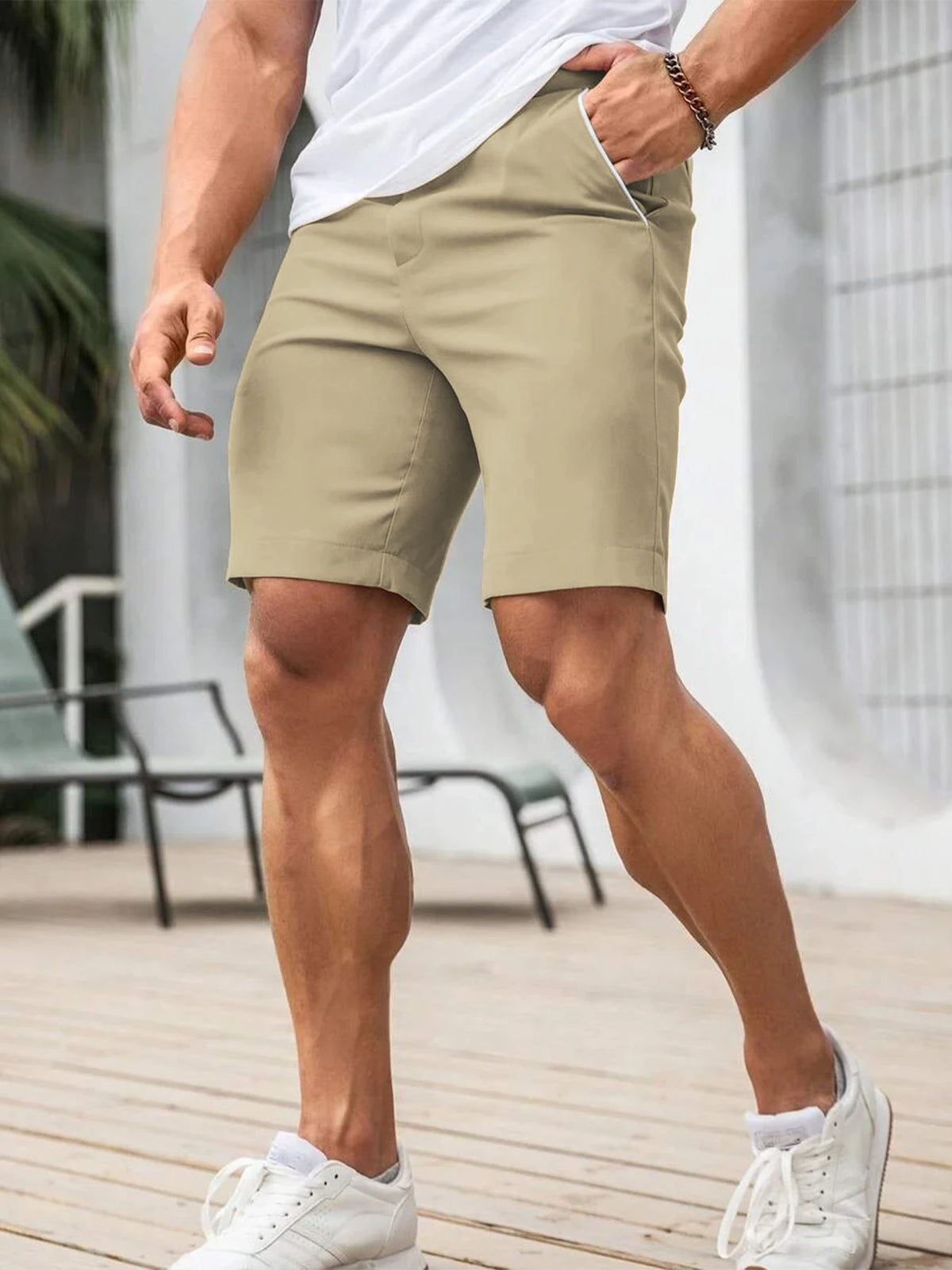 Men's British Style Suit Workwear Shorts Summer Hot Selling Casual Straight Leg Solid Color Golf  shorts
