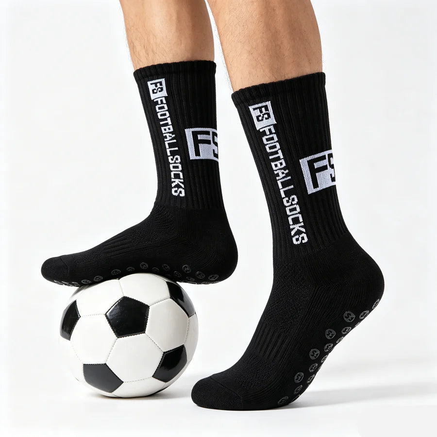 1 Pair Men's Women's Anti Slip Grip Baseball Rugby Breathable Shockproof Towel Bottom Athletic Exercise Socks