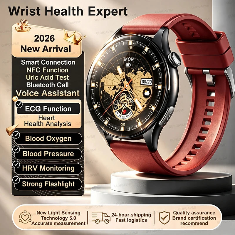 2026 NEW Health Check Smart Watch Man ECG+PPG Blood Oxygen Heart Rate Monitor 1.56