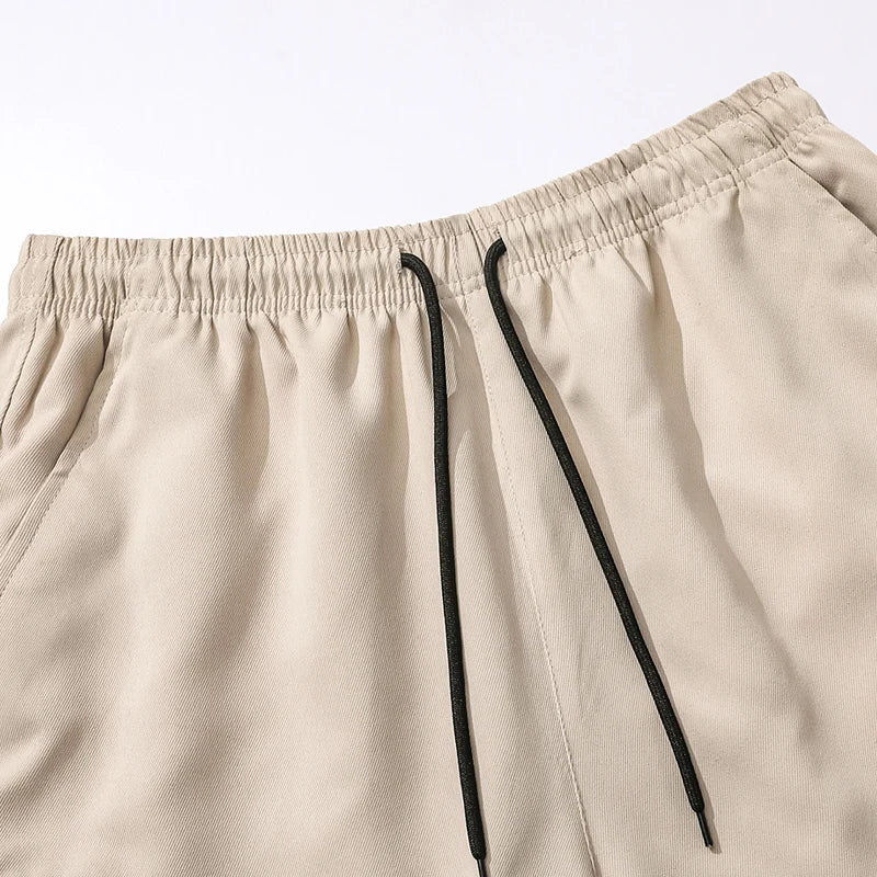 Men's Summer New Cargo Shorts Loose Plus Size Drawstring Casual 5 Inch Shorts Multi-Pocket Fashion Versatile Sports Beach Pants