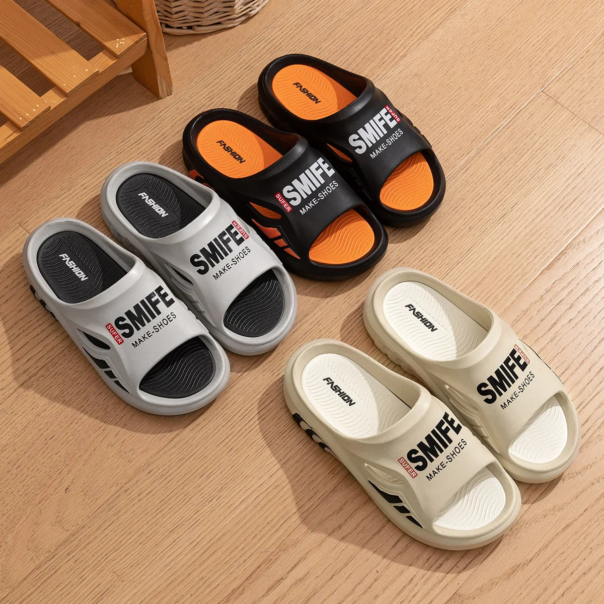 EVA Men Outdoor Slippers Printed Height Increasing Thick Bottom Slippers Sports Non-slip Casual Slippers