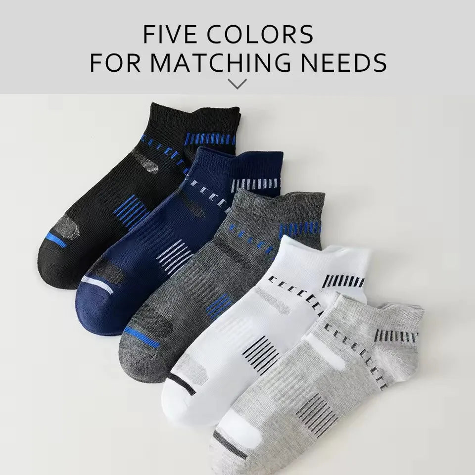 5 Pairs Men Cotton Sports Socks Mesh Breathable Running Basketball Cycling Male Short Socks Set For Men