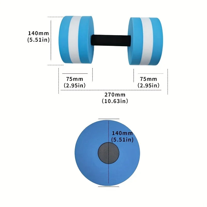 2pcs Aqua Fitness Barbell, EVA Foam Dumbbells for Water Aerobics, Universal PE Material, Blue Water Weights for Pool Exercise