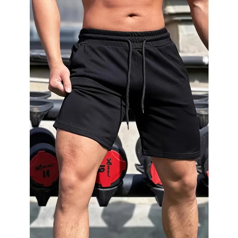 Comfortable cotton shorts men's casual micro-elastic elastic belt drawstring shorts fitness training comfortable and fashionable