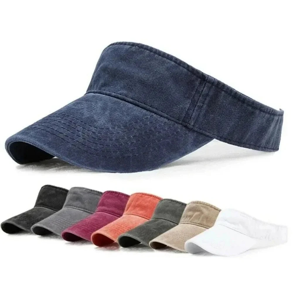 Portable Summer Washable Sun Hats Men Women Solid Visor UV Protection Top Empty Sport Tennis Golf Running Sunscreen Baseball Cap