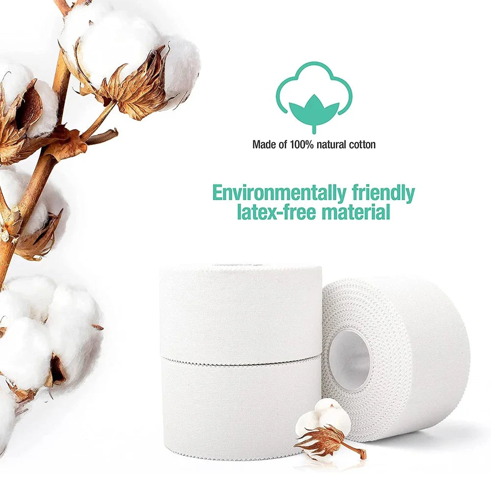2.5/3.8/5cm 9.1Meters Sport Athletic Waterproof Cotton White Boxing Adhesive Tape Strain Injury Support Sport Binding Bandage