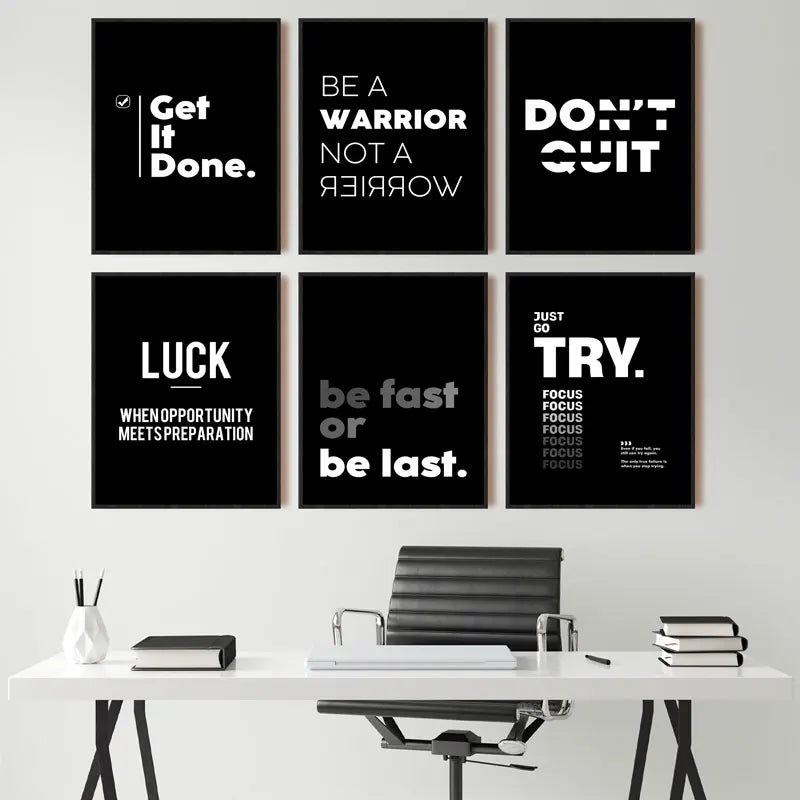 Simple Black White Inspirational Quotes Canvas Art Poster Prints Modern Motivational Wall Decorative Picture for Home Office