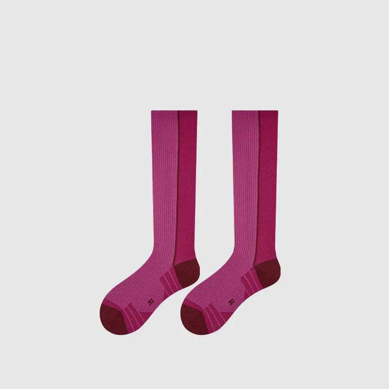 Women's Summer Autumn Thin Mid-Calf Compression Socks Anti-Slip Breathable Seamless for Yoga Running Fitness Hiking for Lady