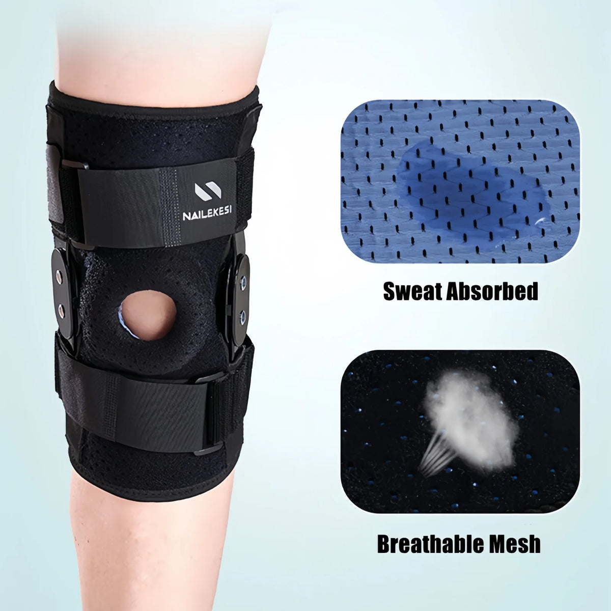 1PC Hinged Knee Brace, Adjustable Knee Support Wrap for Men Women Pain Relief Swelling Strains Sprains ACL and MCL Injuries