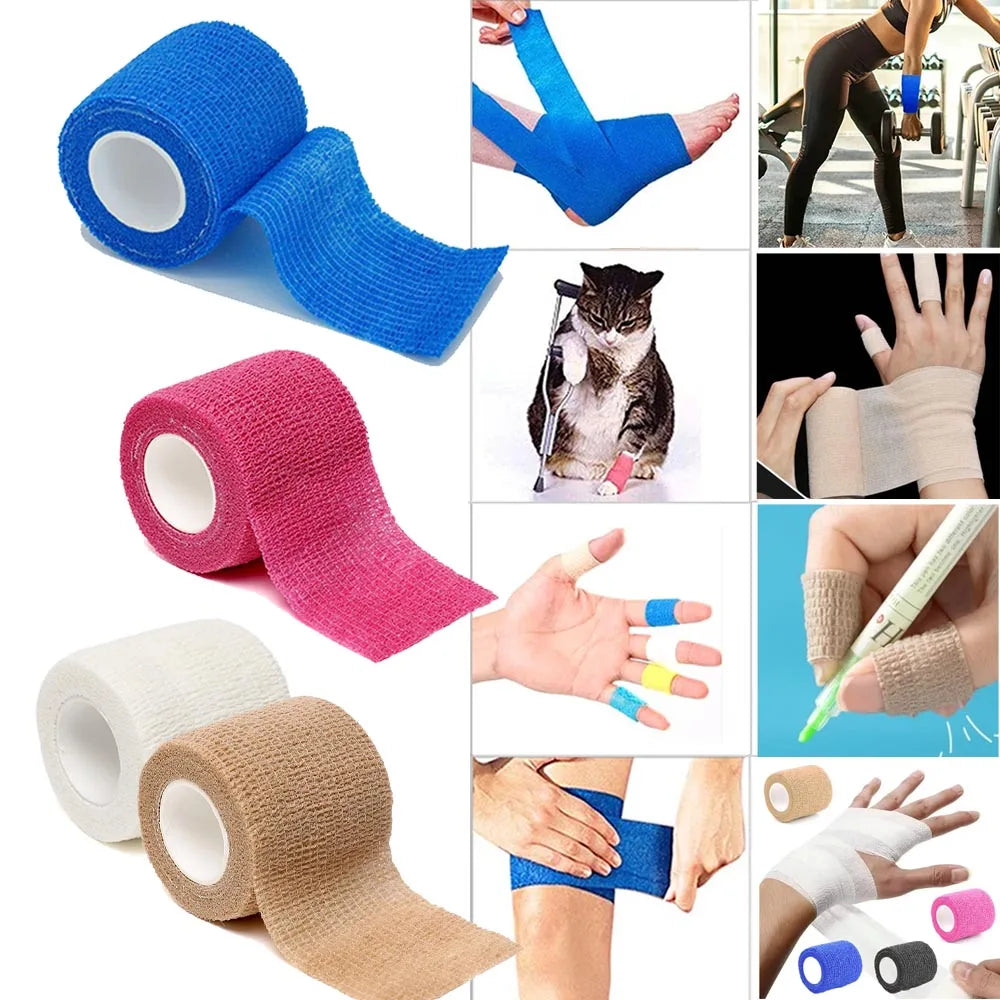 1/4/10pcs Elastic Self-Adhesive Athletic Tape Bandage 5cmx4.5m Non-Woven Universal Fit for Sports Foot Support Joint Protection