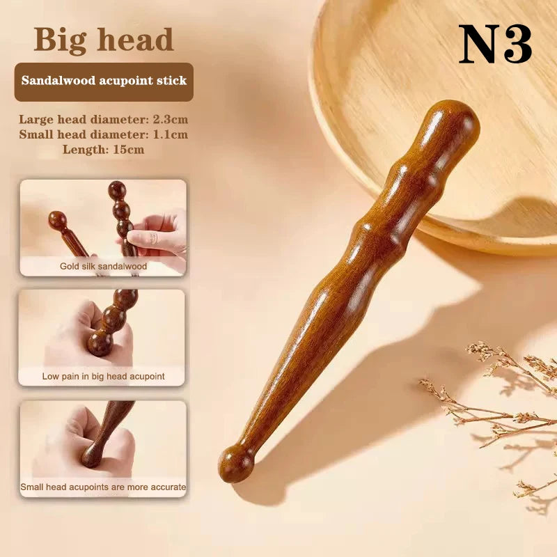 Wood Massage Stick Tool Natural Sandalwood Massager Acupoint Reflexology Tools For Full Body Relaxing Deep Tissue Foot Massage