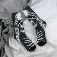 Dark Sketch Style Skull Socks Quick-drying Breathable Non-slip Men's Socks Travel Casual Running Trendy Novel Compression Socks