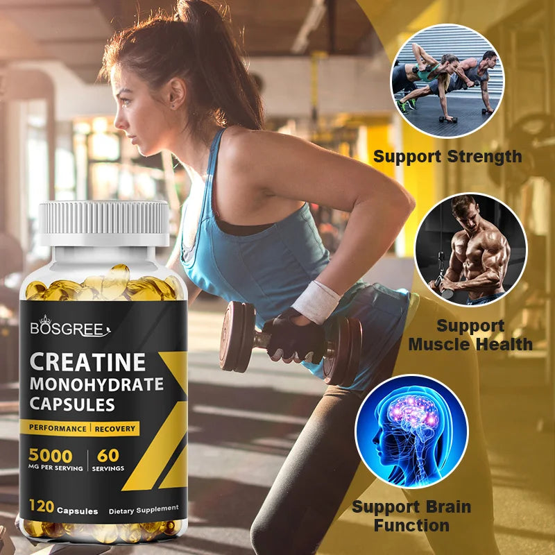 Creatine Monohydrate Capsules | Creatine Pills, Supports Workout Recovery, Lean Muscle Gain, Performance，Creatine Supplements