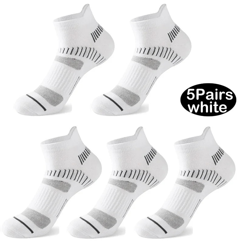 10 Pairs Men's Cotton Short Sports Socks Elastic Mesh Breathable Fabric Sweat Absorbing Socks for Running Basketball & Cycling