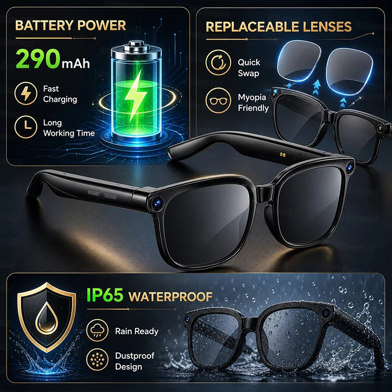 2026New 4K HD Photochromism AI Smart Glasses 800W Pixel Camera 1080P Video AI Chat Music Player Call AI Sports Smart Glasses Man