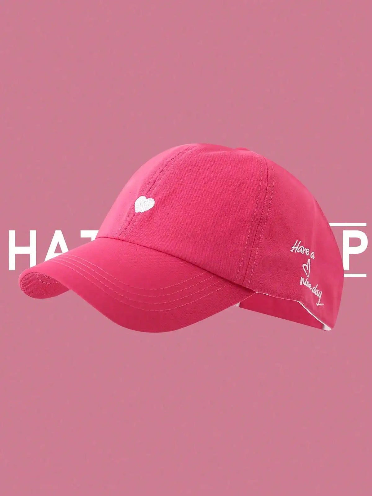 Women's Heart Embroidery Ponytail Hole Top Baseball Cap, Versatile Sun Visor Hat For Summer