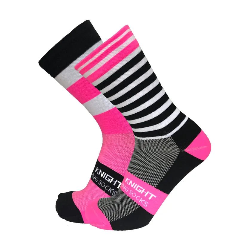 New Stripe Dot Cycling Socks Top Quality Professional Brand Sport Breathable Bicycle Sock Outdoor Racing Running Socks