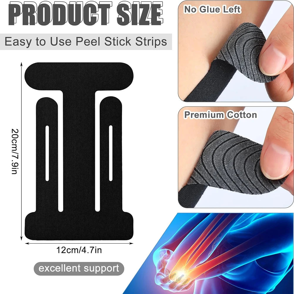 5/10/15/20Pcs Pre-Cut Kinesiology Tape for Elbow, Elbow Tape Athletic LatexTape Free Relief Muscle Support Pain for Sports