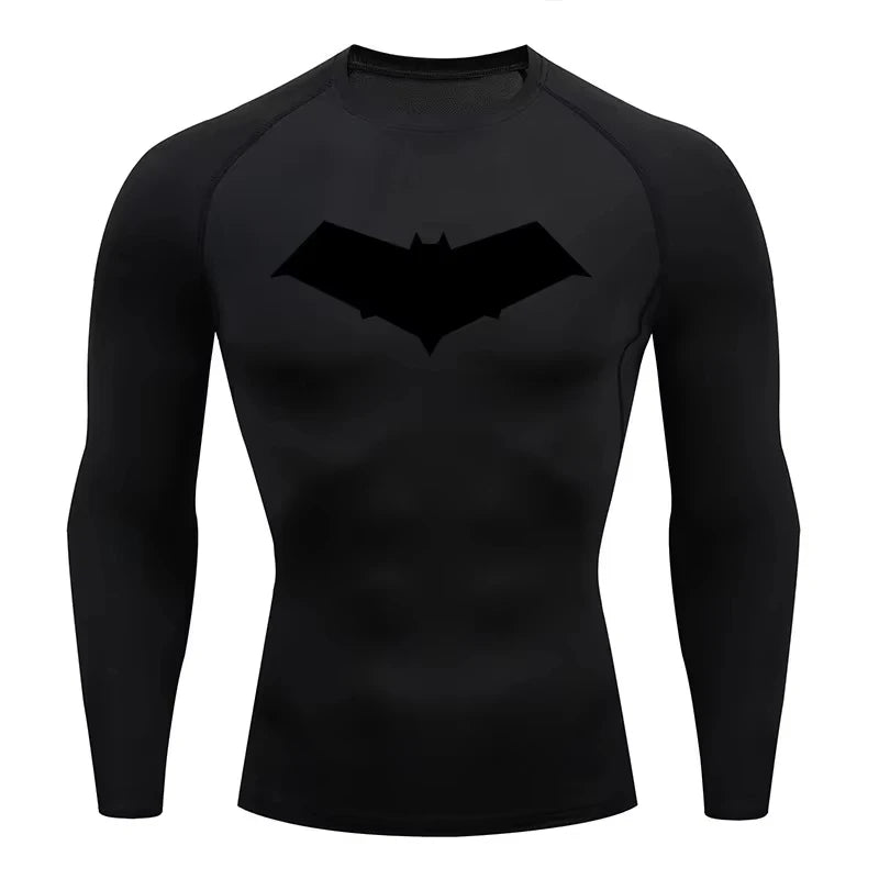 Bat Print Men's Compression T-Shirt Quick Dry Gym Workout Top | Summer Fitness Rashguard for Running & MMA ZY0037