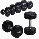 Rubber-coated Round-head Electroplated Dumbbell Set, Made of Pure Steel with Ergonomic Grip, for Personal Fitness Trainers.