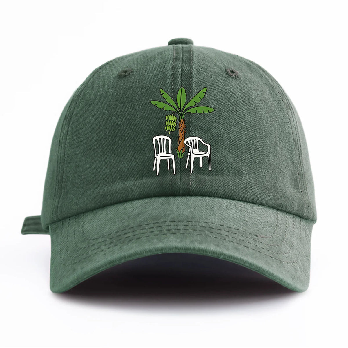 1pc Chair And Tree Print Washed Baseball Cap for Adults,  Minimalist Retro Style Casual Soft Adjustable Dad Hat, Perfect As Gift
