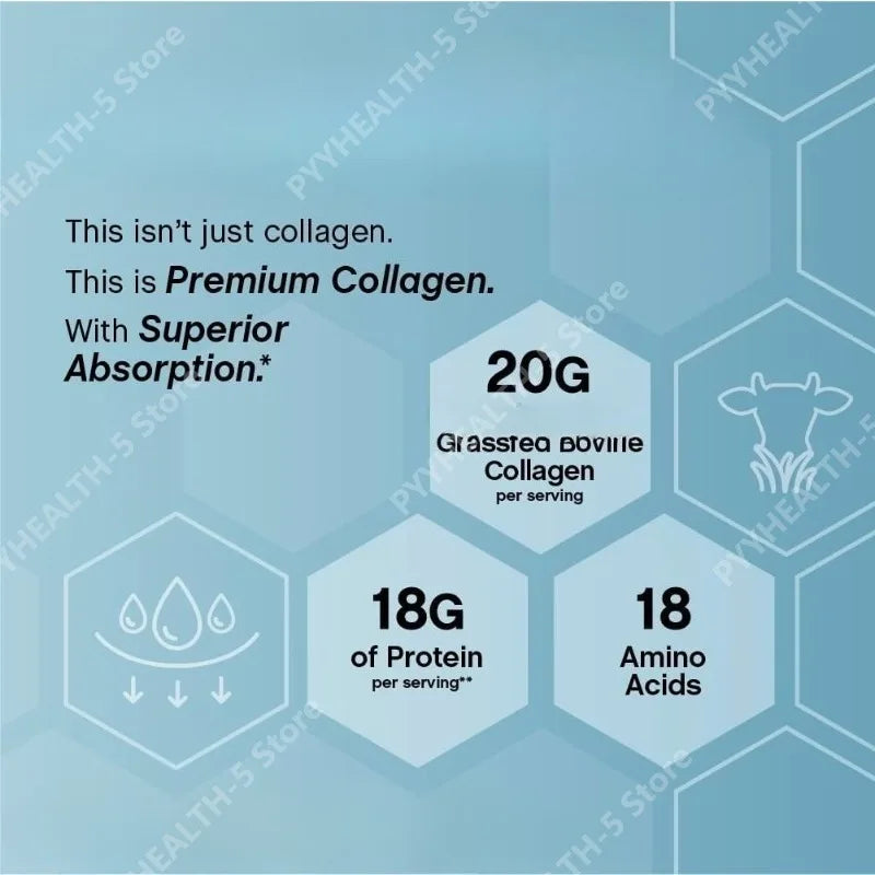 Collagen Powder 20oz Hair Skin Nails Superior Absorption Grassfed Protein Supplement 18 Essential Amino Acids Formula