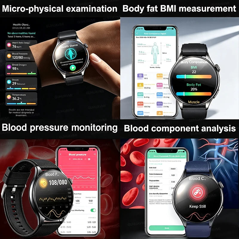2026 NEW Health Check Smart Watch Man ECG+PPG Blood Oxygen Heart Rate Monitor 1.56