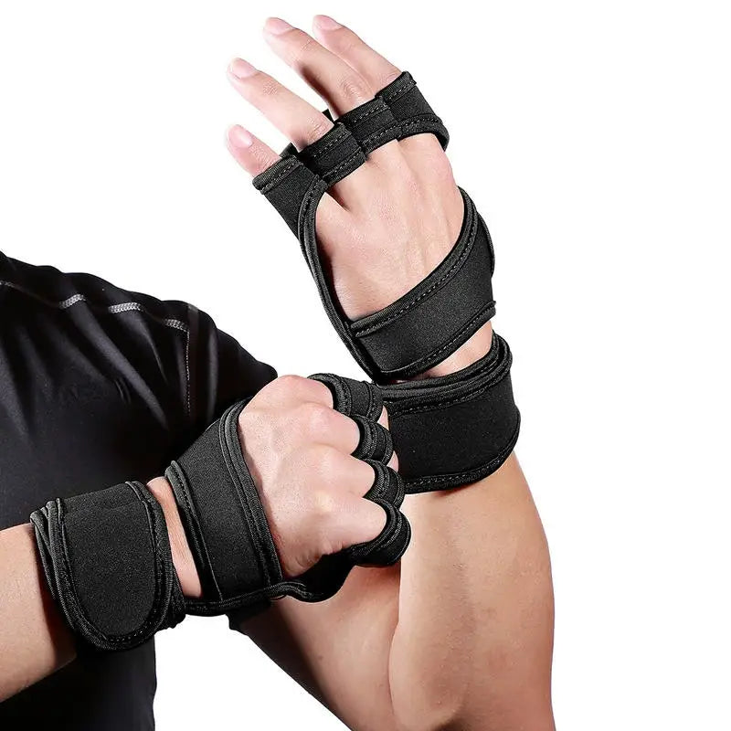 1Pair Training Sport Gloves for Men Women Workout Fitness Body Building Weightlifting Gym Hand Wrist Palm Protector Dumbbells Ha