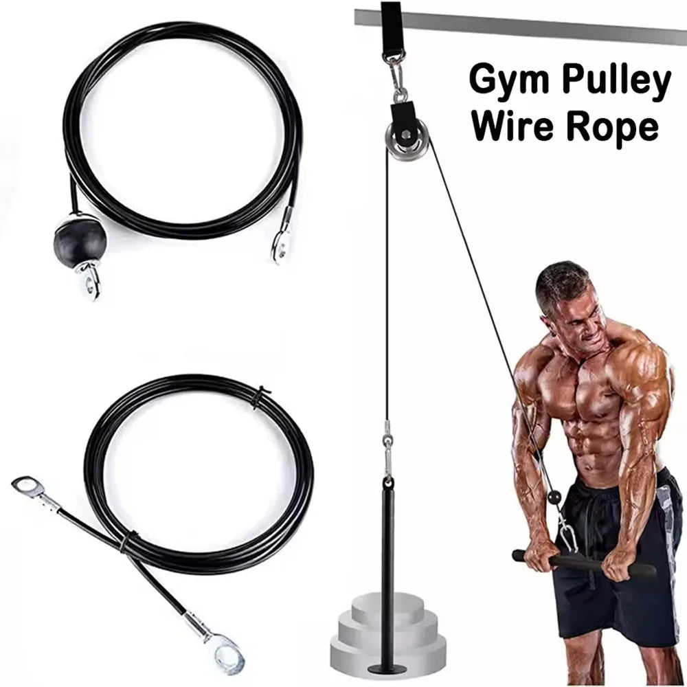 Adjustable Fitness Pulley Cable DIY Gym Wire Rope High Strength Steel Cable for Home Workout Strength Training Equipment