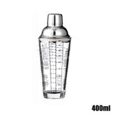 400/600ML Glass Cocktail Shaker Hand Shaker Cup with Scales Lemon Milk Tea Shaker Cup Stainless steel Lid Wine Drink Mixer Bar