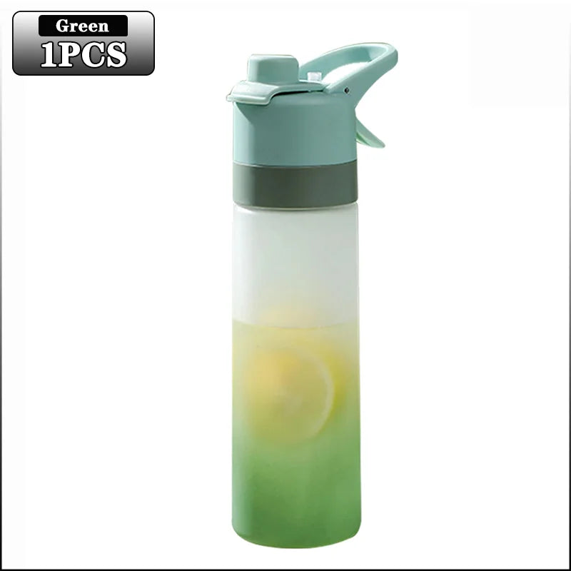 1-4PCS Large Capacity Spray Water Bottle with Straw Gradient Frosted Portable Outdoor Sports Travel Mist Sprayer Reusable Cup