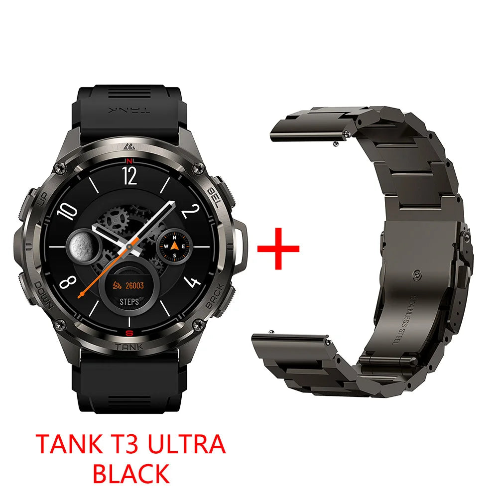 2025 Original KOSPET TANK T3 Ultra GPS Smart Watch for Men Rugged Smartwatch 470mAh Fitness AMOLED Bluetooth Electronic Watches
