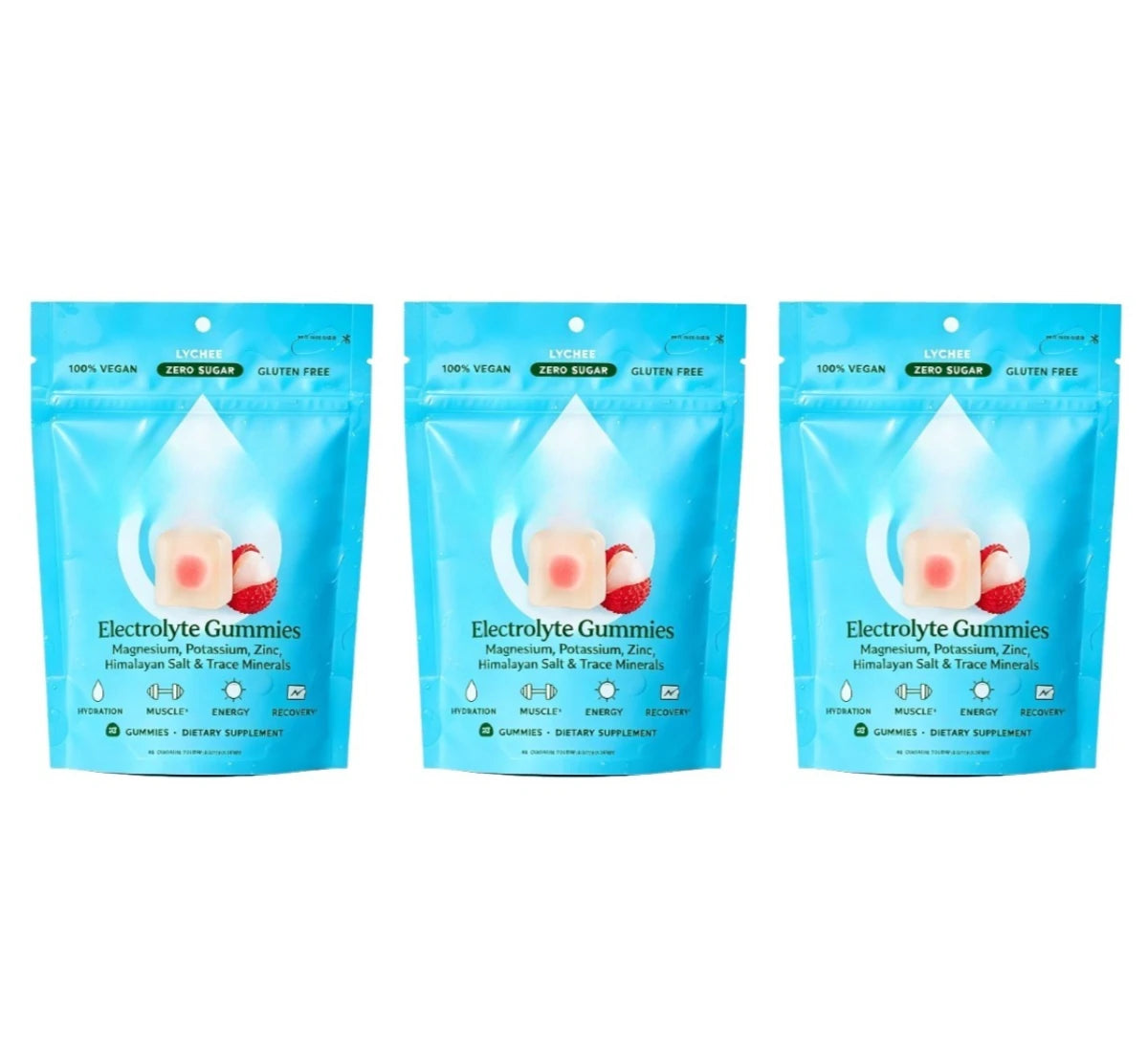 Electrolyte Gummies 100% Vegan, Zero Sugar, Gluten Free, with Magnesium Potassium Zinc and Vitamin C, 42 Gummies