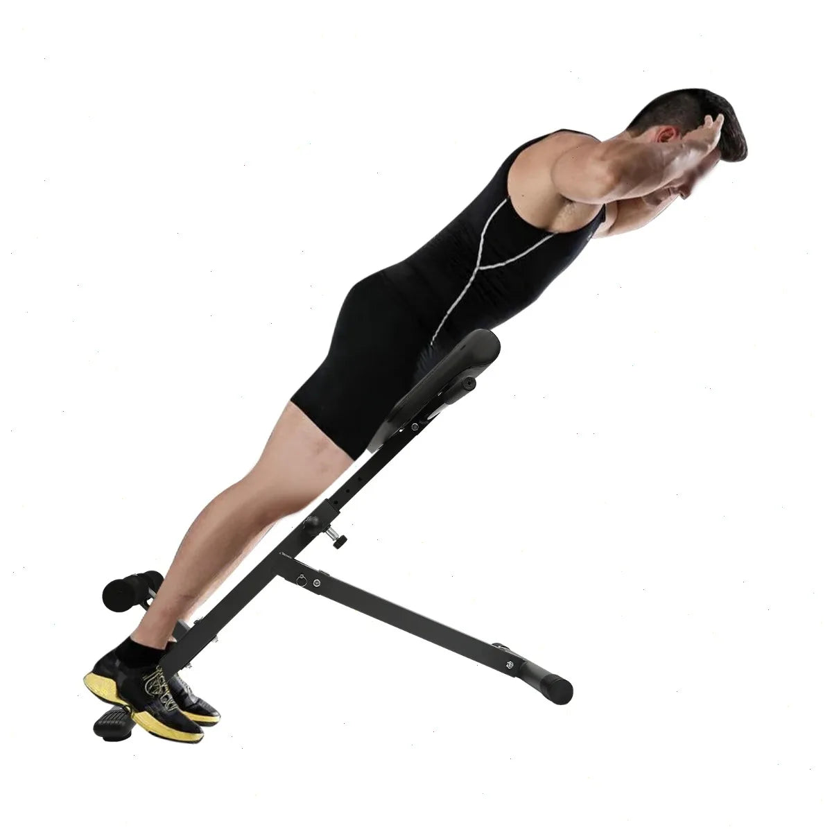 Ab Bench, Roman Chair, Hyperextension Bench, Adjustable 5 Position, 330Lbs Capacity, Steel Frame, Foldable Design, PU Foam Pads, for Back Hip Core Strength Training Home Gym
