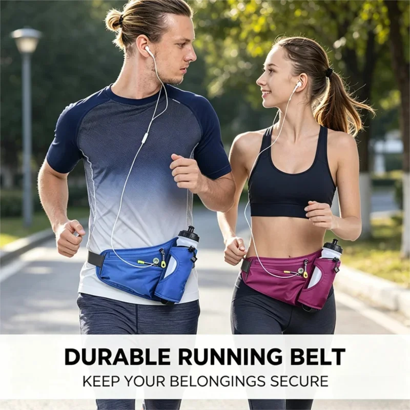 Sports Waist Bag With Water Bottle Holder Waterproof Running Phone Belt Bag For Men Women Outdoor Gym Cycling Hiking Fanny Pack