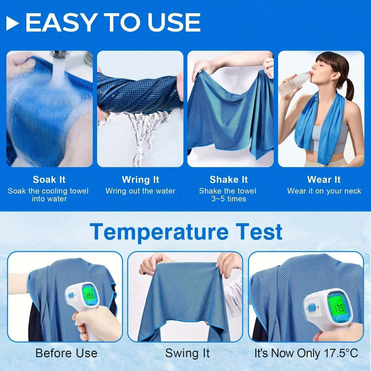 4pcs Sports Cooling Towels (100x30cm), Soft Breathable Quick Drying Towel For Outdoor, Gym, Yoga, Exercise, Fitness, Running