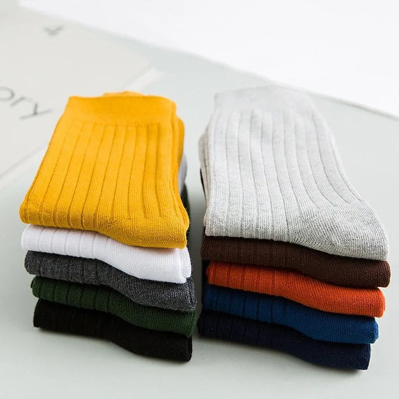 Autumn Winter Pure Color Mens Socks Cotton Warm Black and White Happy Socks Male  Gifts for Men EUR 39-44 387