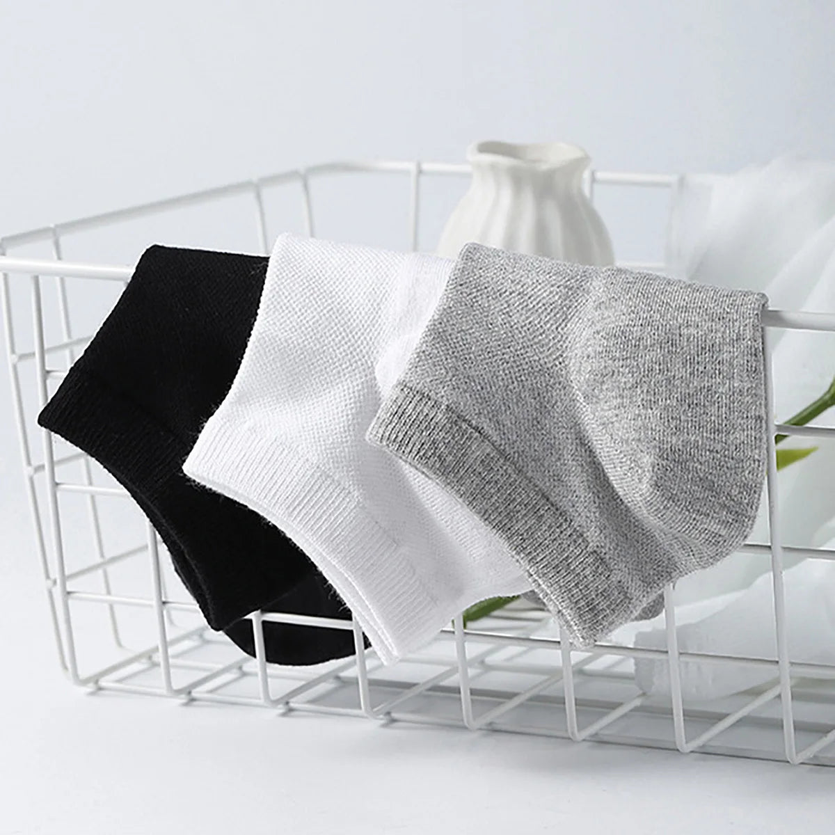 5 Pairs Women Summer Mesh Ankle Athletic Running Socks Black&White&Gray Thin Low Cut Socks Breathable No Show Sports Men Socks