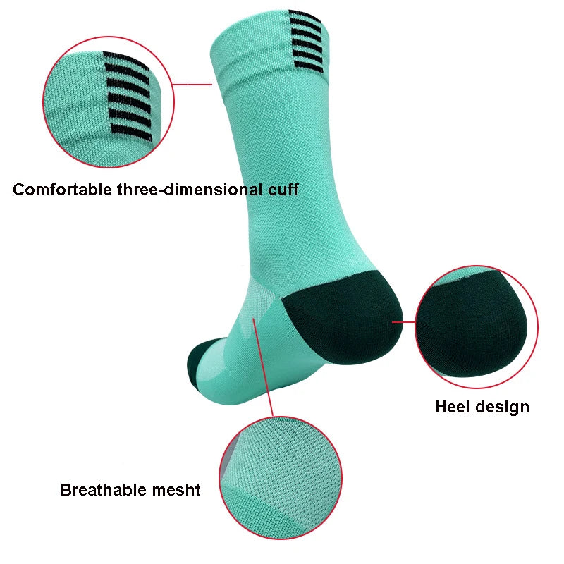 Sports Knee High Socks Quick Dry Durable Comfortable Cycling Running Socks Professional Breathable Outdoor Bicycle Socks