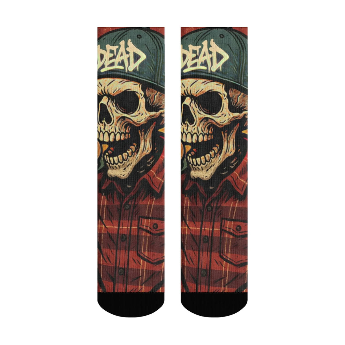 Harajuku Retro Gothic Skull Street Fashion Socks Novelty Trend Hip Hop Crew Socks Comfortable Breathable Non-slip Casual Socks