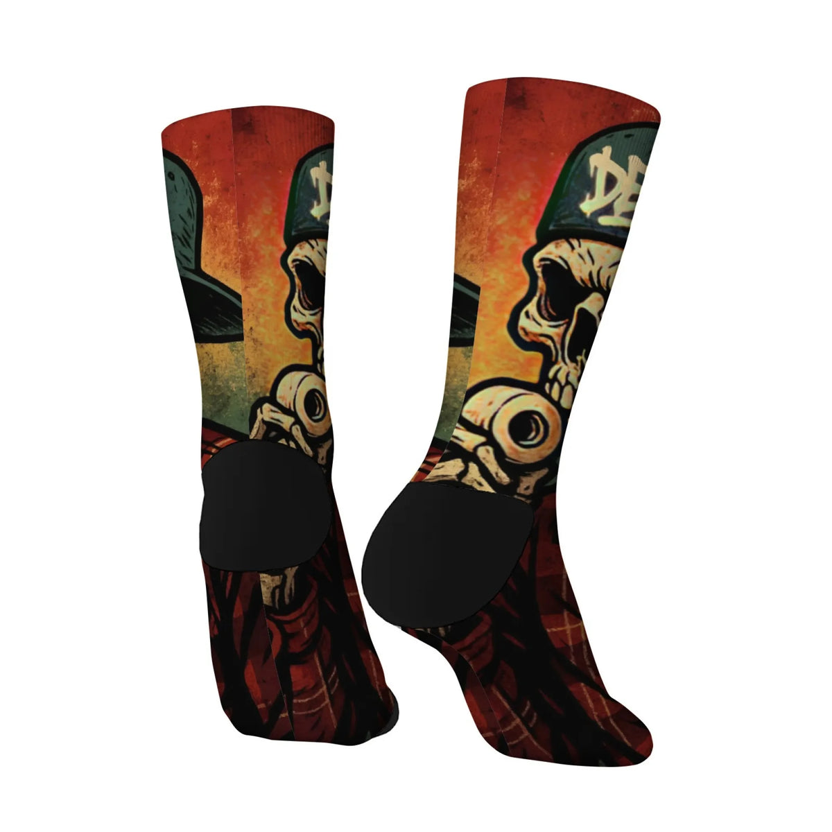 Harajuku Retro Gothic Skull Street Fashion Socks Novelty Trend Hip Hop Crew Socks Comfortable Breathable Non-slip Casual Socks