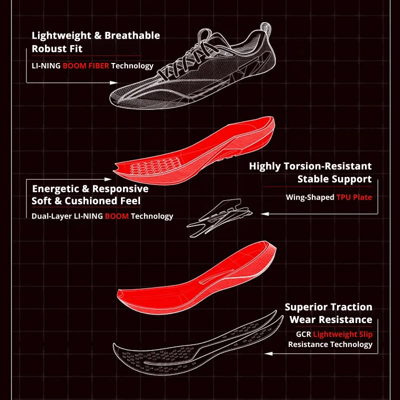 Li-Ning Women's RED HARE 9 PRO Racing Running Shoes BOOM FIBER Reflective Lightweight LiNing Training Sports Shoes ARPW002