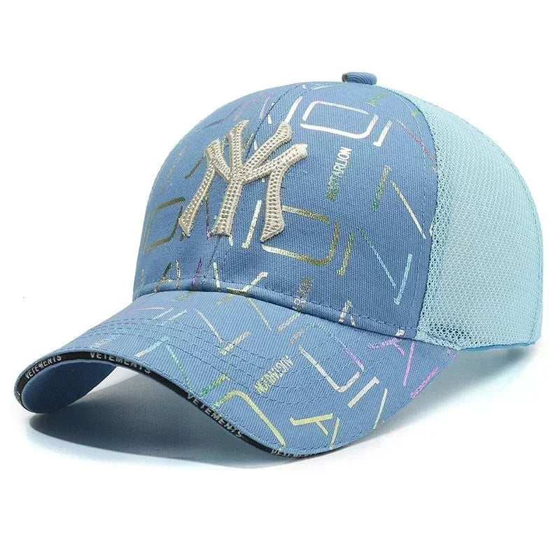 Summer Breathable Fashion Letters Baseball Cap Adjustable Dazzle Color Mesh Caps Men Women Casual Golf Running Sports Sun Hat