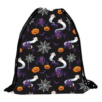 Practical Creative Drawstring Bag Portable Cartoon Pumpkin Halloween Backpacks Polyester Foldable Sports Gym Sack Travel Storage